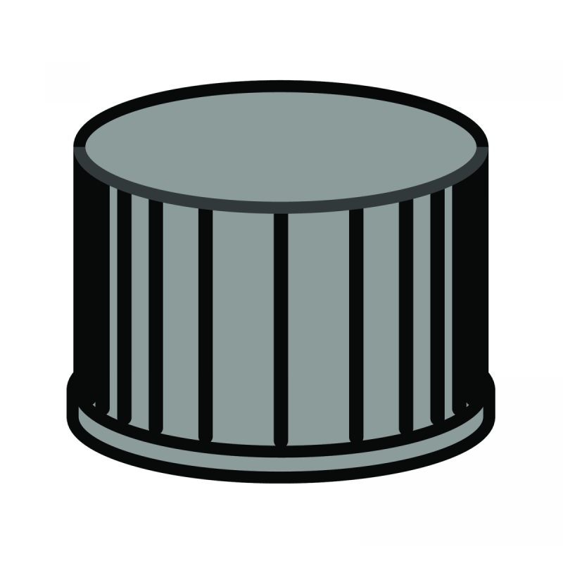 N 8 PP screw cap, black, closed top Red Rubber/FEP colorless Hardness: 45° shore A Thickness: 1.3 mm pack of 100