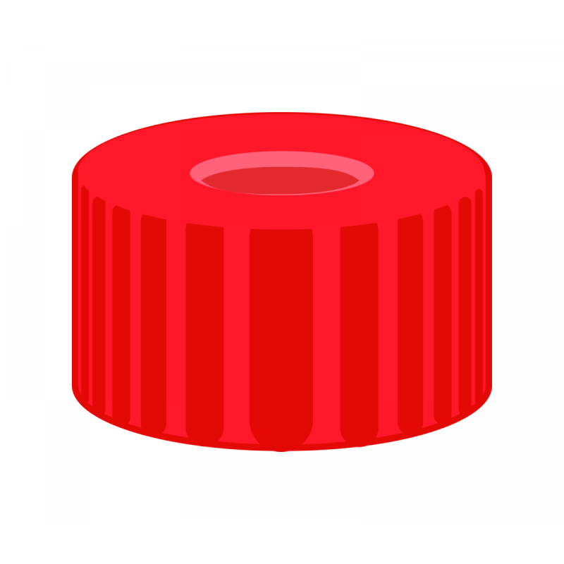 N 9 PP screw cap, red, center hole Red Rubber/FEP colorless Hardness: 45° shore A Thickness: 1.0 mm pack of 100