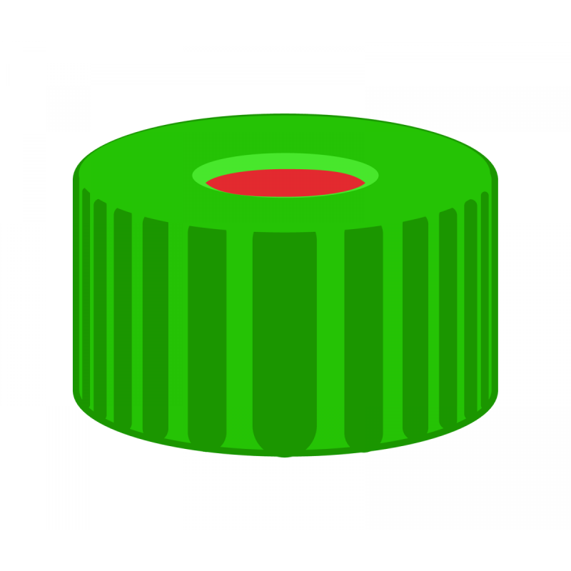 N 9 PP screw cap, green, center hole Red Rubber/FEP colorless Hardness: 45° shore A Thickness: 1.0 mm pack of 100