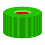 N 9 PP screw cap, green, center hole PTFE red/Silicone white/PTFE red Hardness: 50° shore A Thickness: 1.0 mm pack of 100