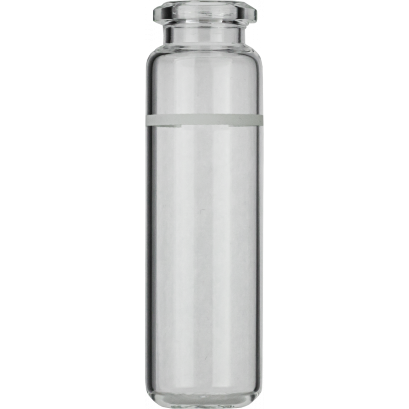 20 mL Headspace Crimp Neck Vial N 20 outer diameter: 22 mm, outer height: 75 mm clear, rounded bottom, beveled top with graduation at 15 mL pack of 100