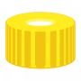 N 9 PP screw cap, yellow, center hole Silicone white/PTFE red Hardness: 45° shore A Thickness: 1.0 mm pack of 100