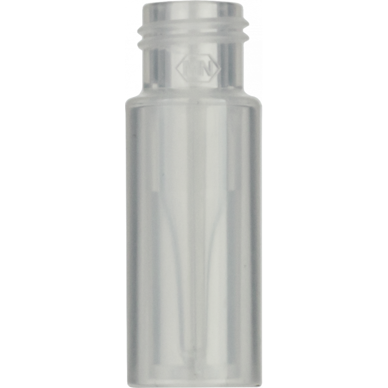 PP Screw Neck Vial N 9 outer diameter: 11.6 mm, outer height: 32 mm transparent, flat bottom, with integrated Glass Insert 0.2 mL, conical pack of 100