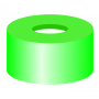 N 11 PE snap ring cap, green, center hole Silicone white/PTFE red Hardness: 45° shore A Thickness: 1.0 mm pack of 100