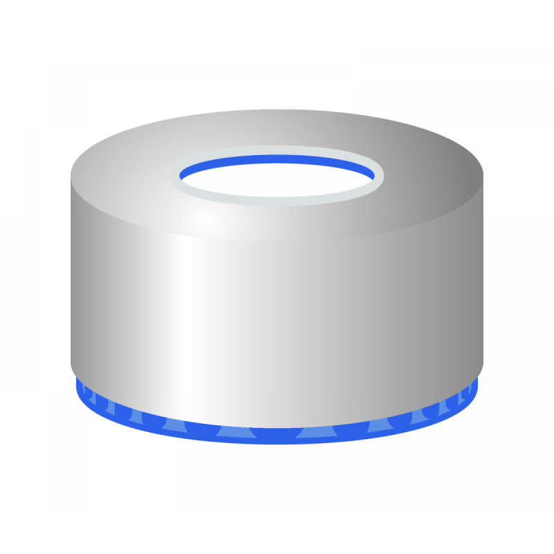 N 9 magnetic screw cap, silver, center hole Silicone white/PTFE red Hardness: 45° shore A Thickness: 1.0 mm pack of 100