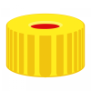 N 9 PP screw cap, yellow, center hole PTFE red/Silicone white/PTFE red Hardness: 50° shore A Thickness: 1.0 mm pack of 100