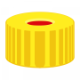 N 9 PP screw cap, yellow, center hole PTFE red/Silicone white/PTFE red Hardness: 50° shore A Thickness: 1.0 mm pack of 100