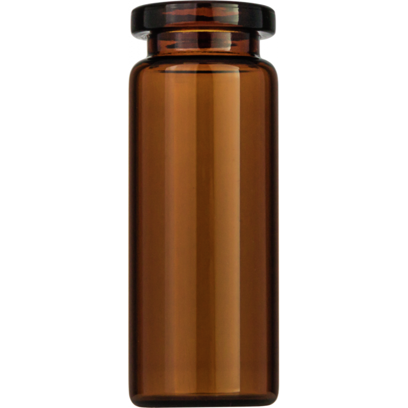 10 mL Headspace Crimp Neck Vial N 20 outer diameter: 20.5 mm, outer height: 54.5 mm amber, flat bottom, flat DIN crimp neck pack of 100
