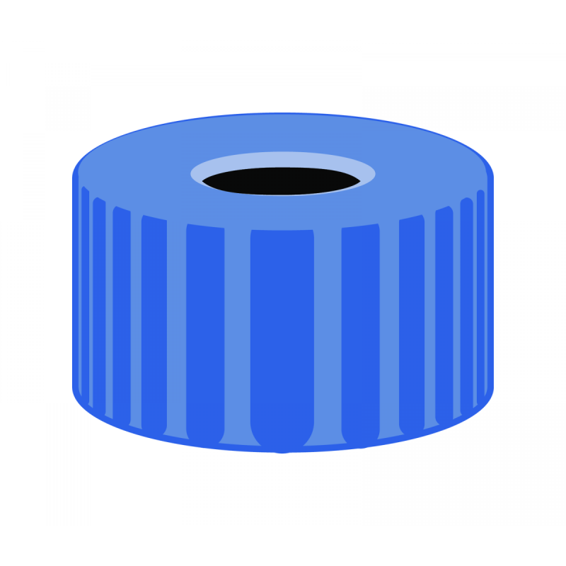 N 9 PP screw cap, blue, center hole pack of 100