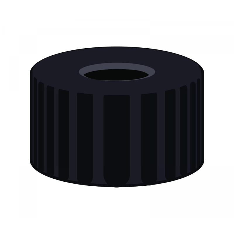 N 9 PP screw cap, black, center hole pack of 100