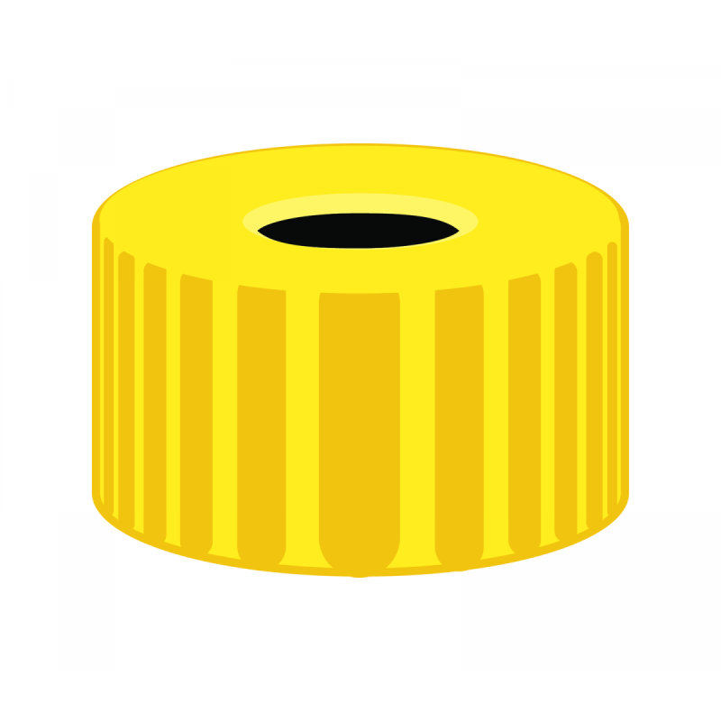N 9 PP screw cap, yellow, center hole pack of 100