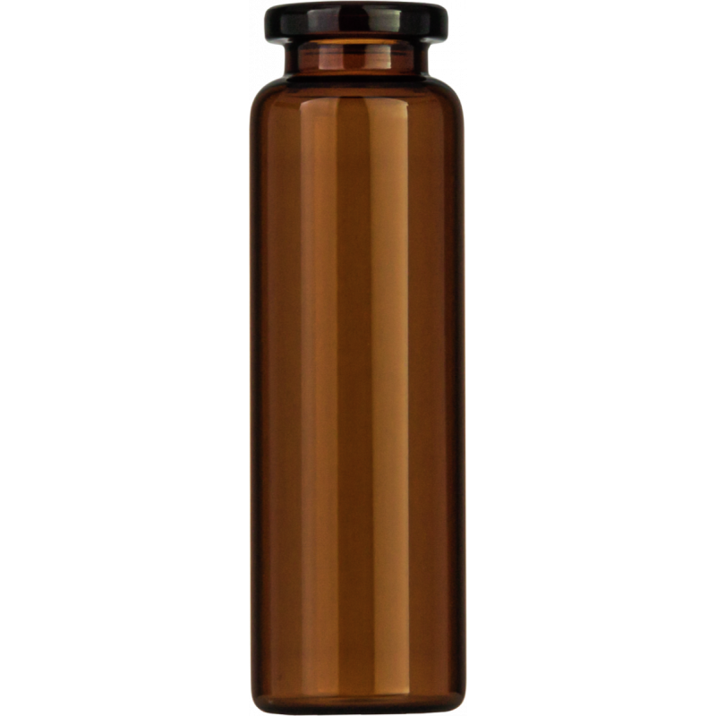 20 mL Headspace Crimp Neck Vial N 20 outer diameter: 23.25 mm, outer height: 75.5 mm amber, flat bottom, flat DIN crimp neck pack of 100