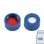 N 9 PP screw cap, blue, center hole Silicone white/PTFE red Hardness: 45° shore A Thickness: 1.0 mm pack of 100