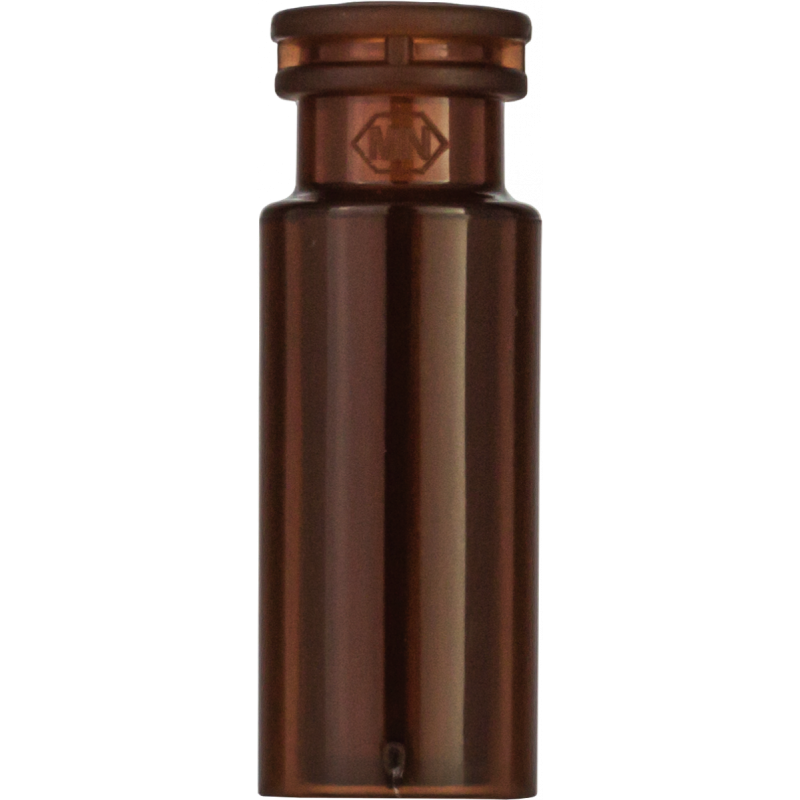 PP Snap Ring Vial N 11 outer diameter: 11.6 mm, outer height: 32 mm amber, flat bottom, with integrated Glass Insert 0.2 mL, conical pack of 100