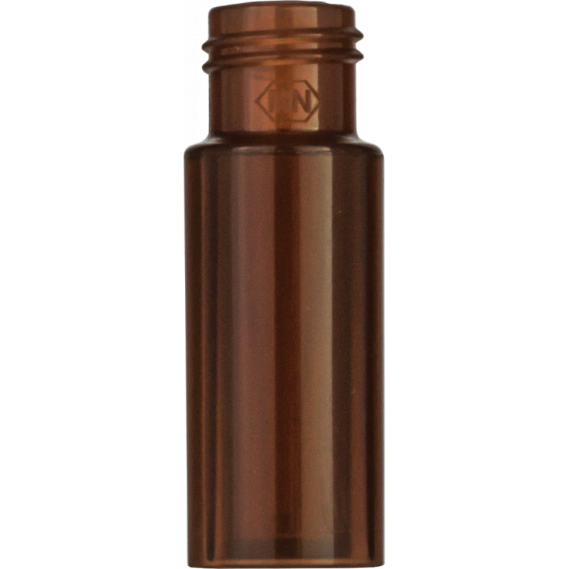 PP Screw Neck Vial N 9 outer diameter: 11.6 mm, outer height: 32 mm amber, flat bottom, with integrated Glass Insert 0.2 mL, conical pack of 100