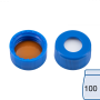 N 9 PP screw cap, blue, center hole Silicone white/Polyimide orange Hardness: 45° shore A Thickness: 1.0 mm pack of 100