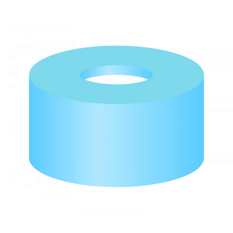 N 11 PE snap ring cap, soft, light blue, center hole Silicone white/Polyimide orange Hardness: 45° shore A Thickness: 1.0 mm pack of 100