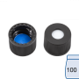 N 8 PP screw cap, black, center hole Silicone white/PTFE blue, slit Hardness: 55° shore A Thickness: 1.0 mm pack of 100