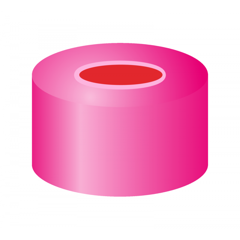 N 11 Aluminium crimp cap, red, center hole Natural Rubber red-orange/ETFE colorless Hardness: 45° shore A Thickness: 1.0 mm pack of 100