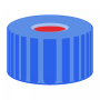 N 9 PP screw cap, blue, center hole, Natural Rubber red-orange/ETFE colorless Hardness: 45° shore A Thickness: 1.0 mm pack of 100