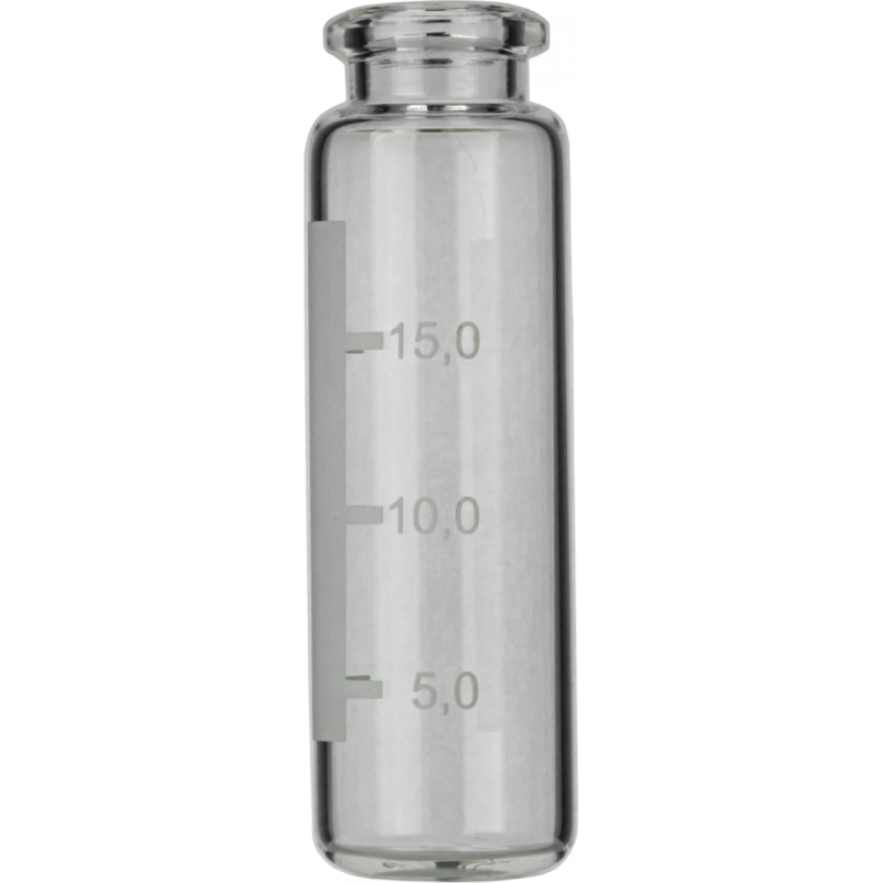 20 mL Headspace Crimp Neck Vial N 20, clear, rounded bottom, beveled top, label, 23 × 75.5 mm, pack of 100 20 mL Headspace Crimp Neck Vial N 20, clear, rounded bottom, beveled top, label, 23 × 75.5 mm, pack of 100