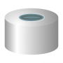 N 13 Aluminium Crimp Cap, silver, center hole, Butyl dark gray/centrical PTFE-lamination gray, Hardness: 50° shore A, Thickness: 2.0 mm, pack of 100