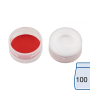N 11 PE snap ring cap, transparent, center hole Silicone white/PTFE red Hardness: 45° shore A Thickness: 1.0 mm pack of 100