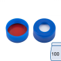 N 11 PE snap ring cap, blue, center hole Silicone white/PTFE red Hardness: 45° shore A Thickness: 1.0 mm pack of 100