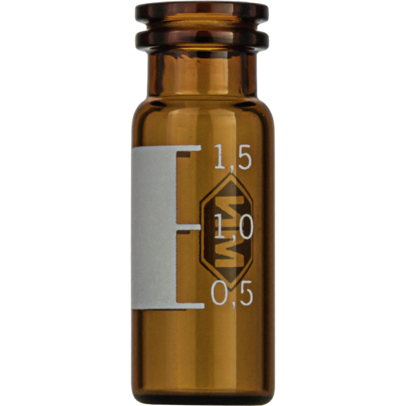 1.5 mL Snap Ring Vial N 11 outer diameter: 11.6 mm, outer height: 32 mm amber, flat bottom, wide opening, label + scale pack of 100
