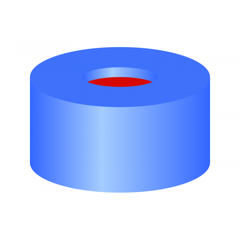 N 11 PE snap ring cap, blue, center hole PTFE red/Silicone white/PTFE red Hardness: 50° shore A Thickness: 1.0 mm pack of 100