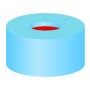 N 11 PE snap ring cap, soft, light blue, center hole PTFE red/Silicone white/PTFE red Hardness: 50° shore A Thickness: 1.0 mm pack of 100
