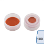 N 11 PE snap ring cap, transparent, center hole Red Rubber/FEP colorless Hardness: 45° shore A Thickness: 1.0 mm pack of 100