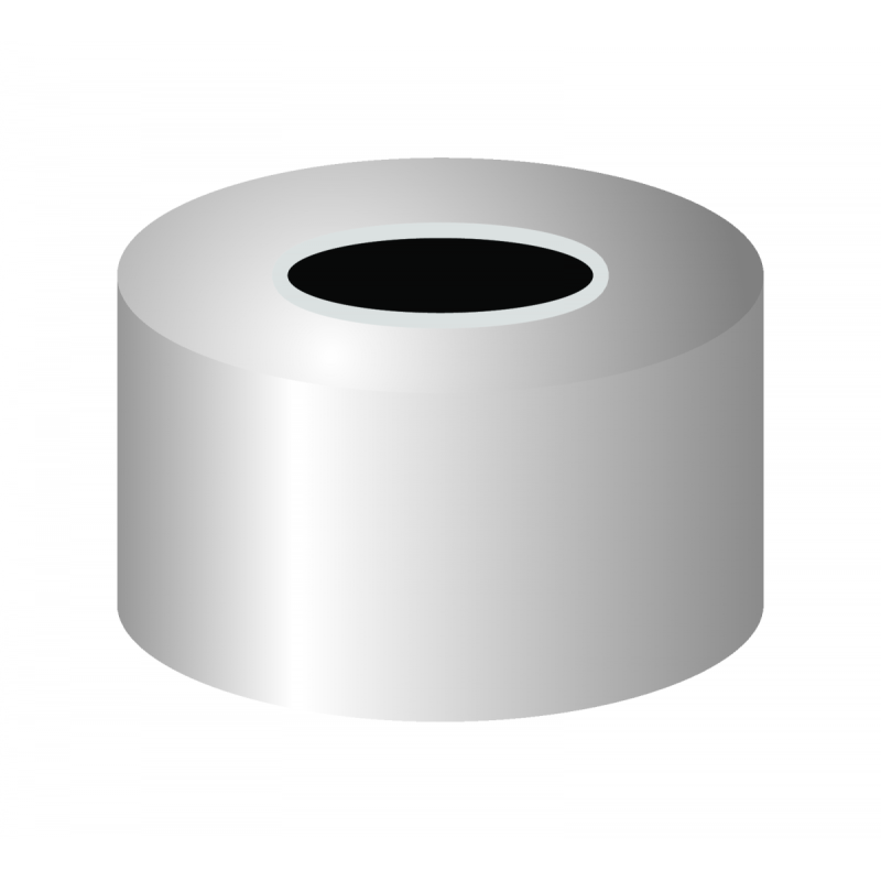 N 11 Aluminium crimp cap, silver, center hole pack of 100