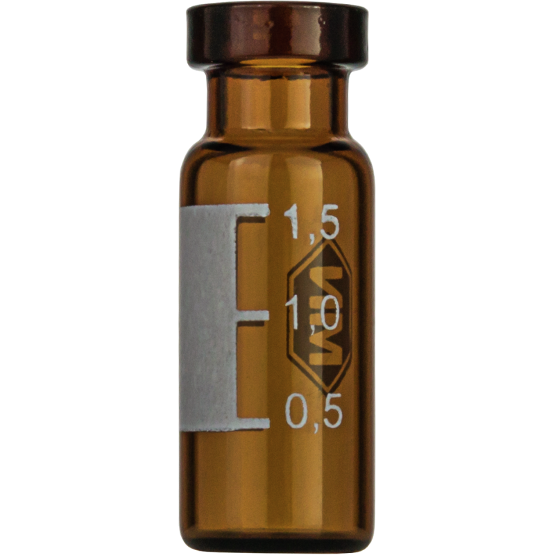 1.5 mL Crimp Neck Vial N 11 outer diameter: 11.6 mm, outer height: 32 mm amber, flat bottom, wide opening, label + scale pack of 100