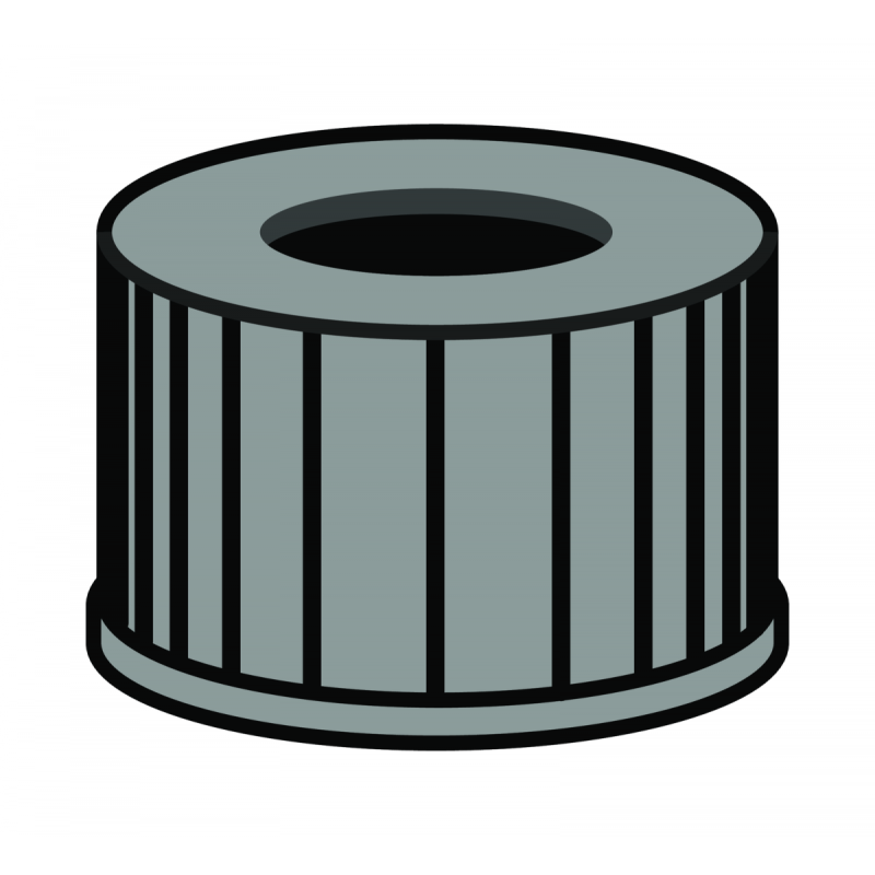 N 13 PP screw cap, black, center hole pack of 100