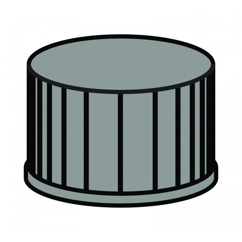 N 13 PP screw cap, black, closed top pack of 100