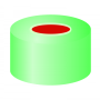 N 11 Aluminium crimp cap, green, center hole PTFE red/Silicone white/PTFE red Hardness: 50° shore A Thickness: 1.0 mm pack of 100
