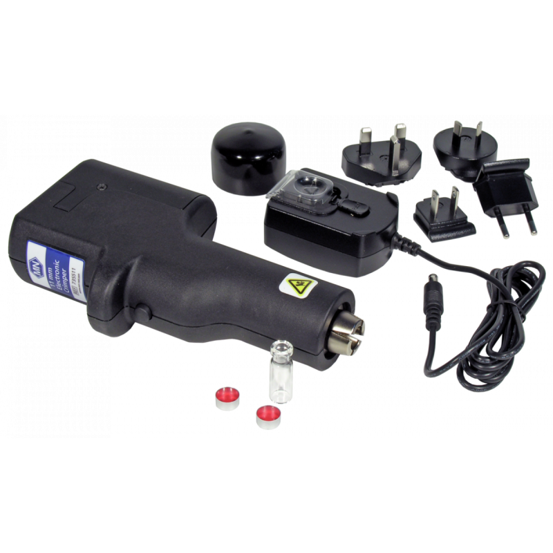 Electronic crimper (version 1802/6A) for 13 mm Aluminium Caps 6.6 Volt, with charging supply and plug set pack of 1