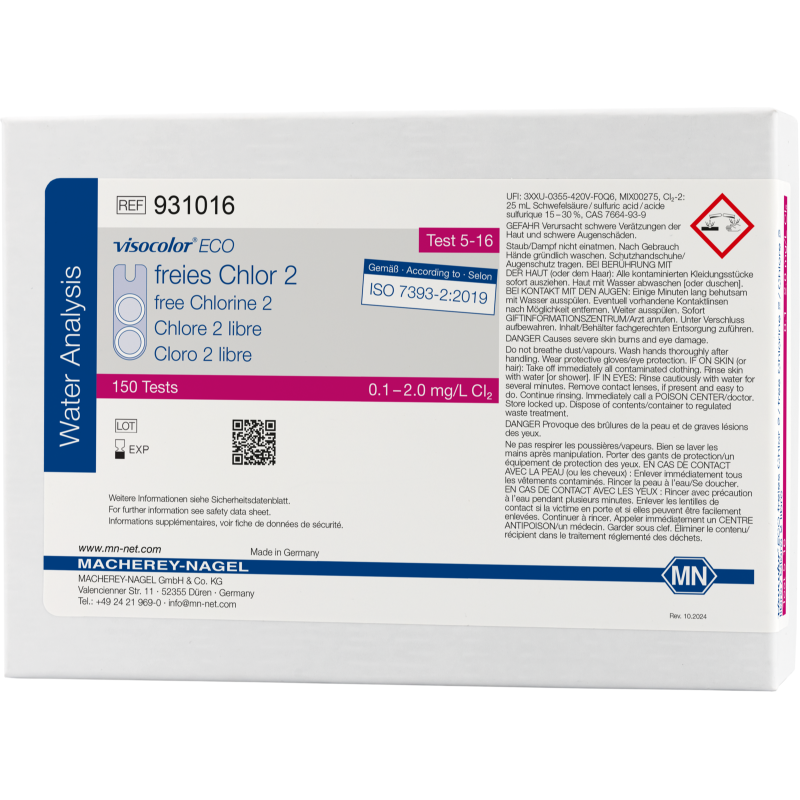 VISOCOLOR ECO free chlorine 2 colorimetric test kit measuring range: 0.1-2.0 mg/L Cl2 sufficient for 150 determinations