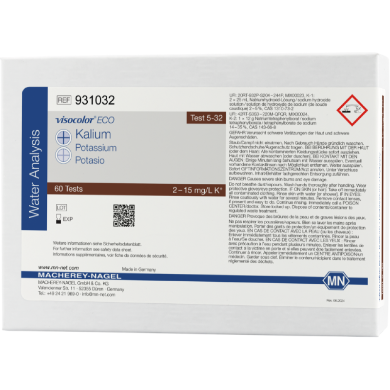 VISOCOLOR ECO Potassium turbidity test kit measuring range: 2-15 mg/L K+ sufficient for 60 determinations