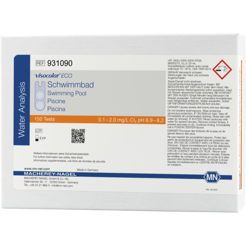 VISOCOLOR ECO Swimming pool (Chlorine + pH) colorimetric test kit measuring range: 0.1-2.0 mg/L Cl2 pH 6.9-8.2 sufficient for 150 determinations