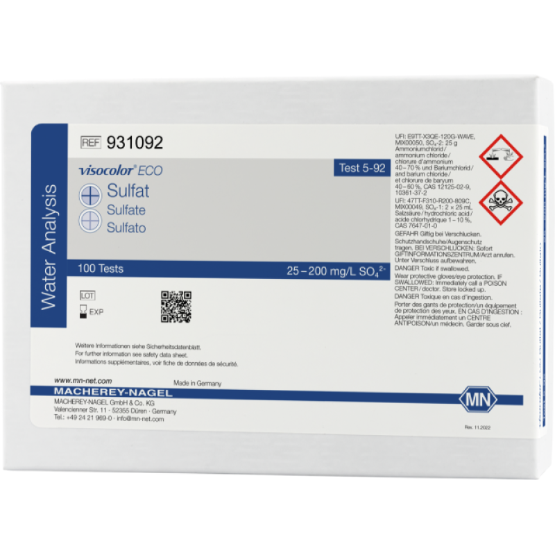 VISOCOLOR ECO Sulfate turbidity test kit measuring range: 25-200 mg/L SO42- sufficient for 100 determinations