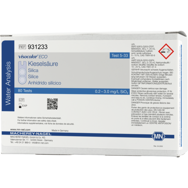 VISOCOLOR ECO Silica colorimetric test kit - refill pack - measuring range: 0.2-3.0 mg/L SiO2 sufficient for 80 determinations