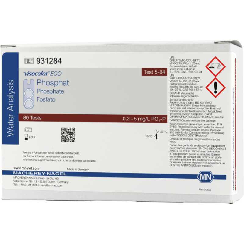 VISOCOLOR ECO Phosphate colorimetric test kit - refill pack - measuring range: 0.2-5 mg/L P sufficient for 90 determinations