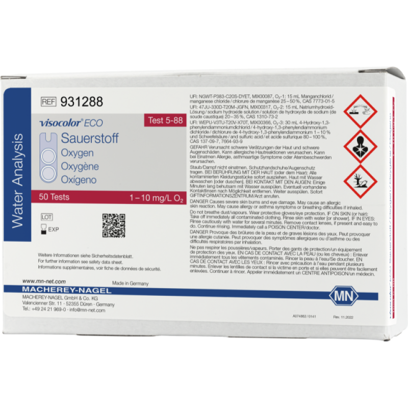 VISOCOLOR ECO Oxygen colorimetric test kit - refill pack - measuring range: 1-10 mg/L O2 sufficient for 50 determinations