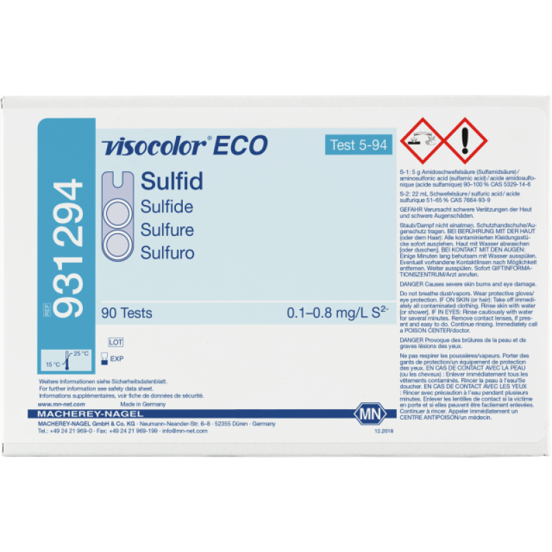VISOCOLOR ECO Sulfide colorimetric test kit - refill pack - measurement range: 0.1-0.8 mg/L S2- sufficient for 90 determinations