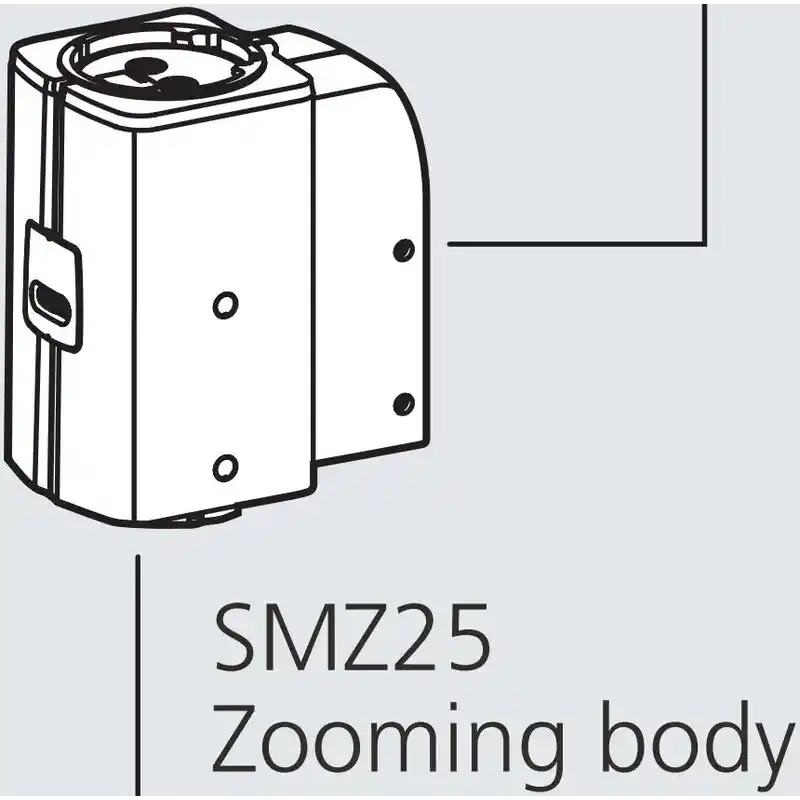 Nikon SMZ25, motorized, parallel optics, Achromat, Zoom Head, bino, 6.3-157.5x, click stop, ratio 25:1, 15°