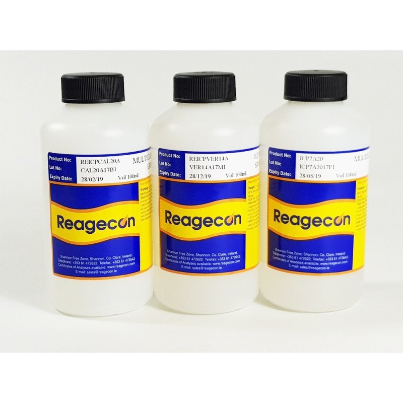 Reagecon ICP, ICP-MS Multi Element Standard (3 Elements) in 2% Nitric Acid (HNO₃)