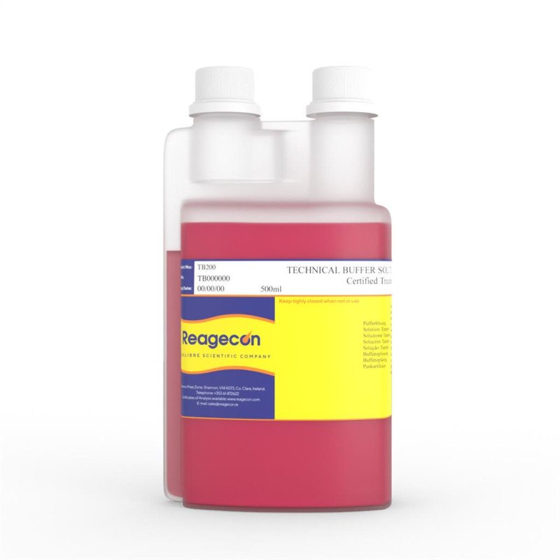 Reagecon pH 2.00 Technical Colour Coded Buffer Solution at 25°C in Twin Neck