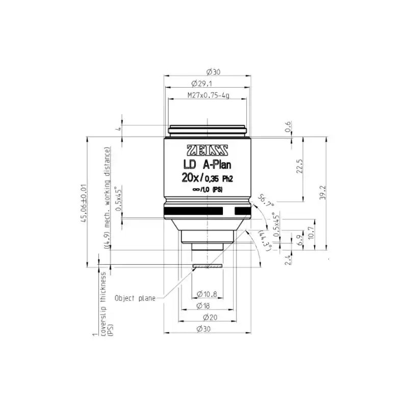 ZEISS Objective: LD A-Plan 20x/0.35 Ph2 wd=4.9mm